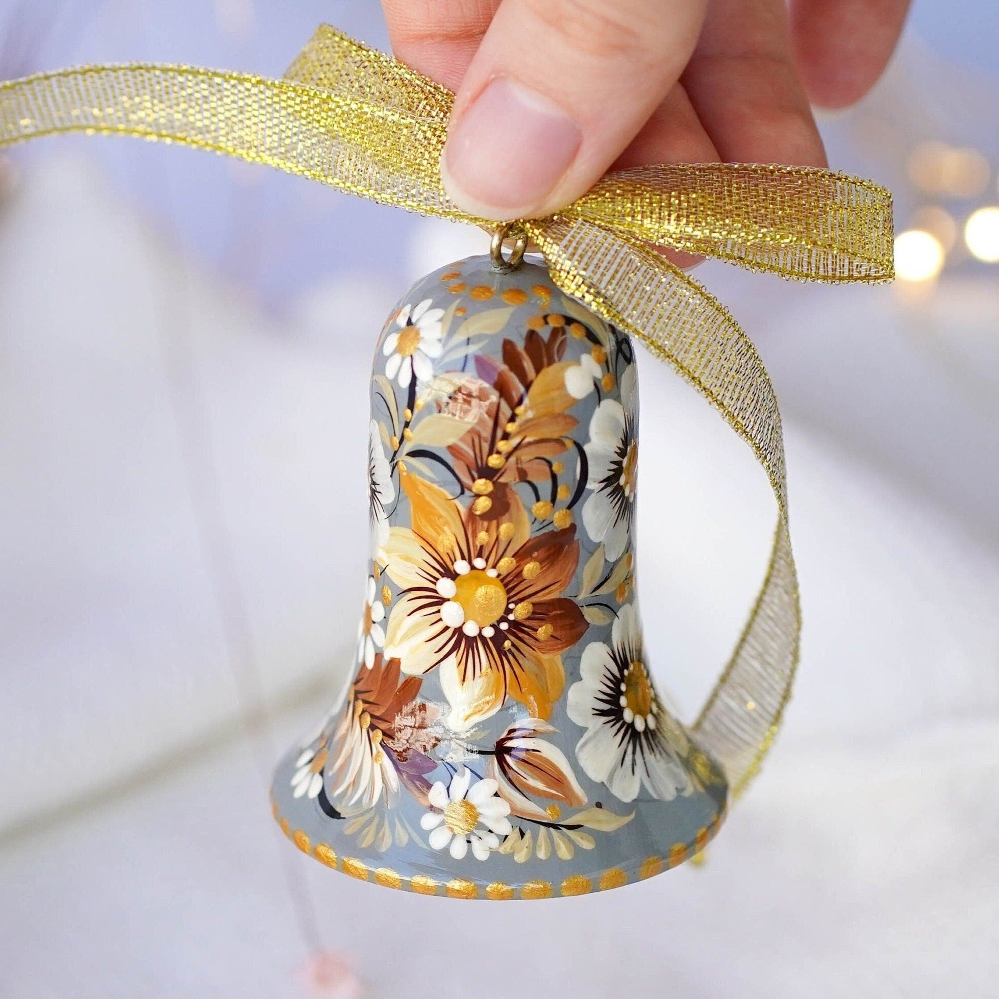 Wooden Bell Christmas Ornament Hand-painted