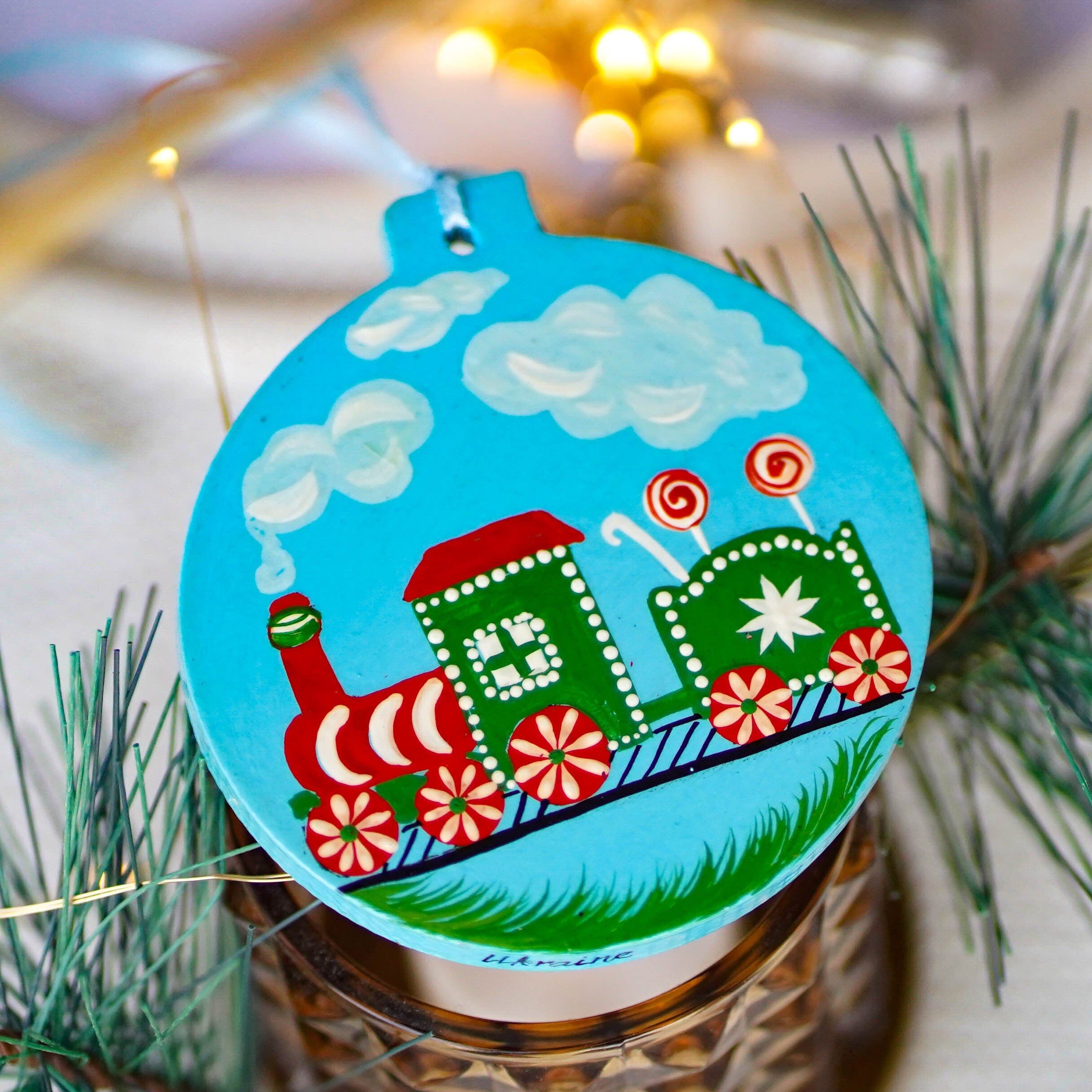 Personalized Train Christmas Ornament - Hand-painted Travel Ornament