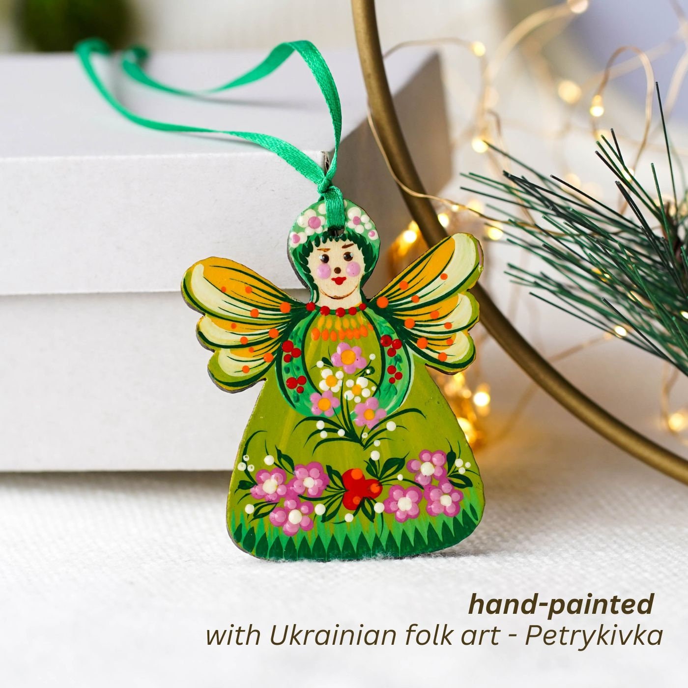 Hand-painted Wooden Christmas Fairy Ornament