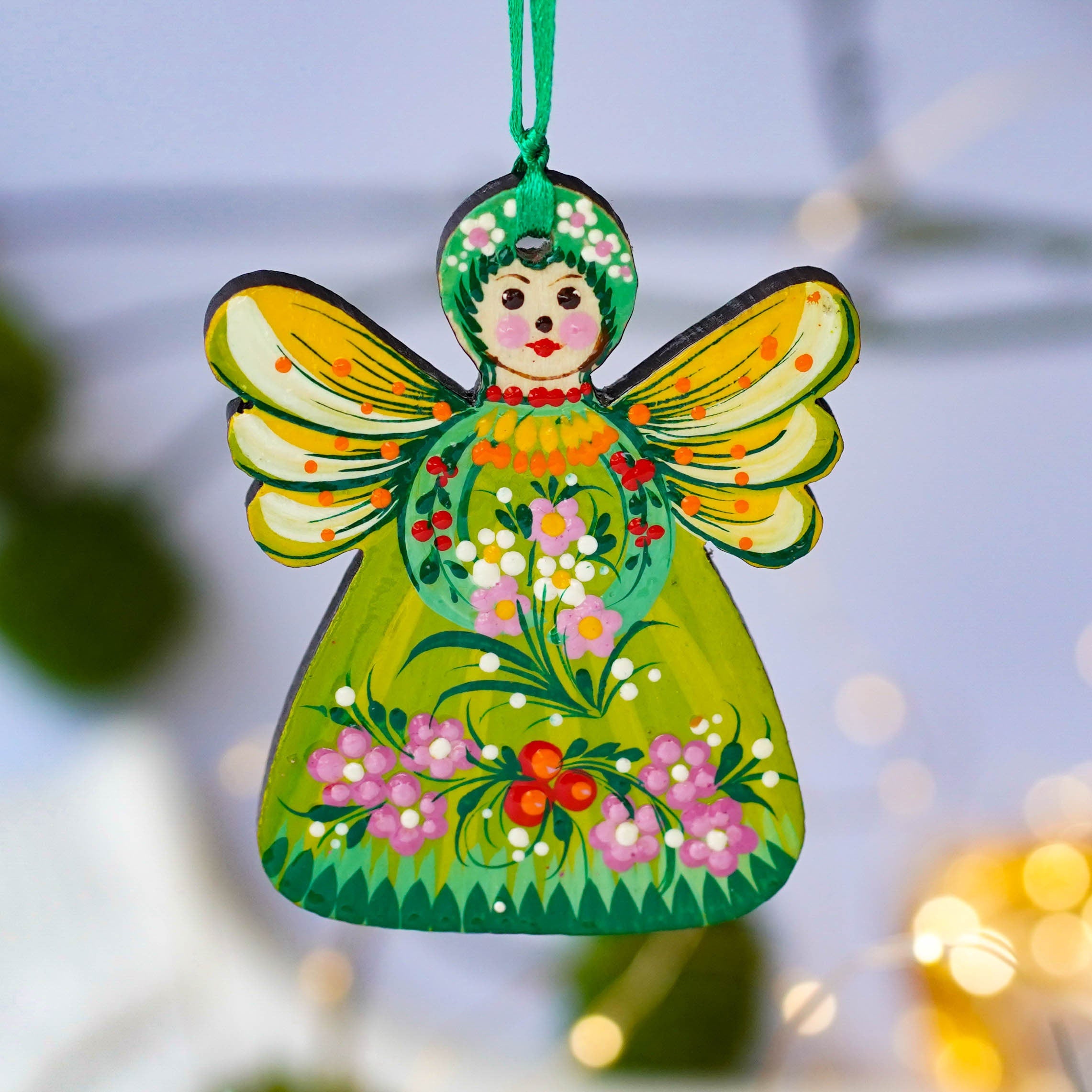 Hand-painted Wooden Christmas Fairy Ornament